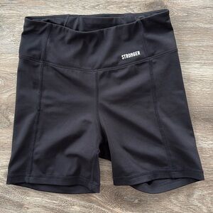 Stronger, black biker shorts